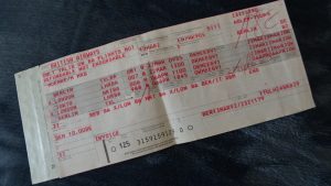 Flight ticket to Japan 1992